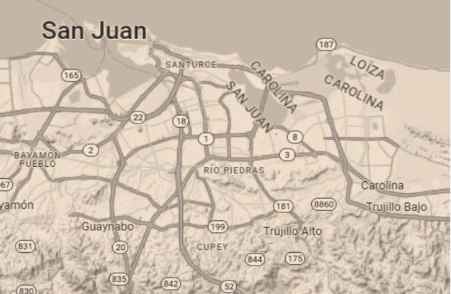 A map of the city of san juan, texas.